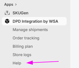 DPD app help page